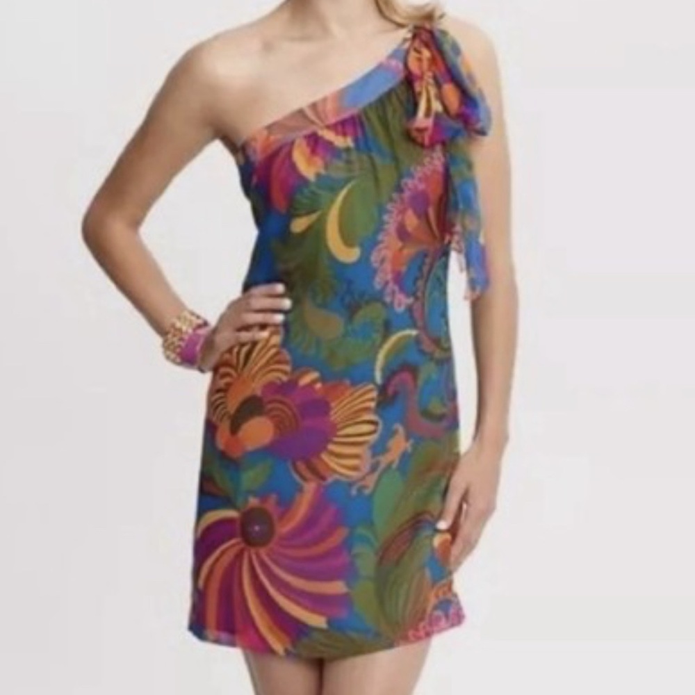 Banana Republic Trina Turk Summer 2012 Collection Multicolor One-Shoulder Dress